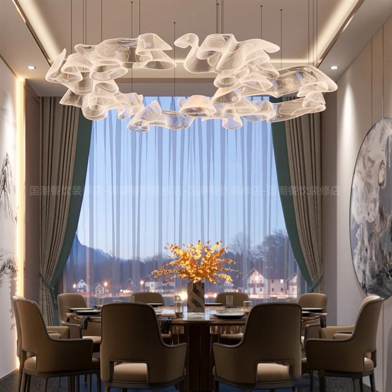 包厢吊灯大包间别墅o会所餐饮装饰饭厅覆式楼豪宅客厅灯可定制