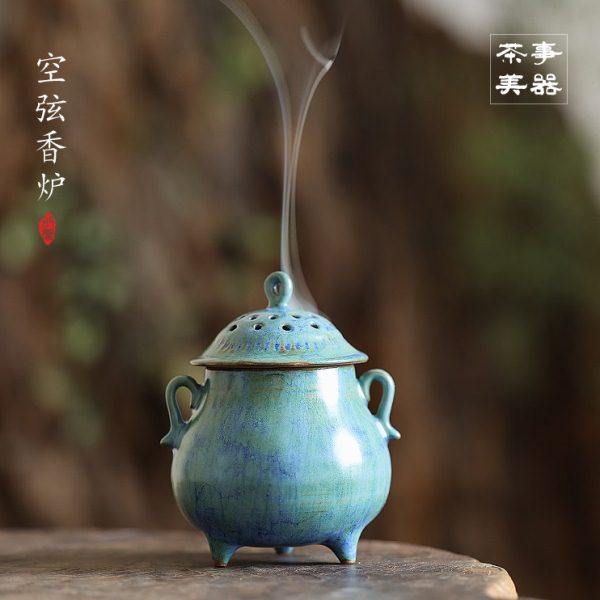 陶瓷空弦香炉彩色釉变盘香炉上香线香炉家用室内香薰炉创意桌摆件
