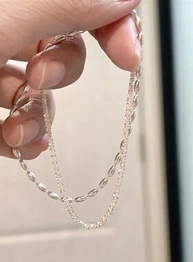 波光与露珠!生生不息感森系小清新双层银K色清冷质感手链文艺范女