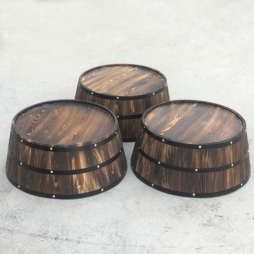 橡木桶盖酒桶半桶实木啤红酒桶截断桶底改装酒吧酒庄装饰酒桶道具