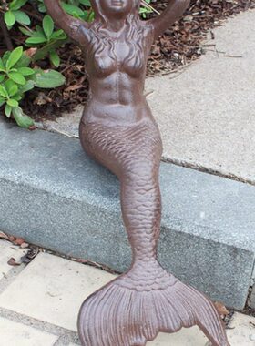 欧式铸铁工艺经典铁艺美人鱼别墅庭院摆件家居酒店会所装饰品