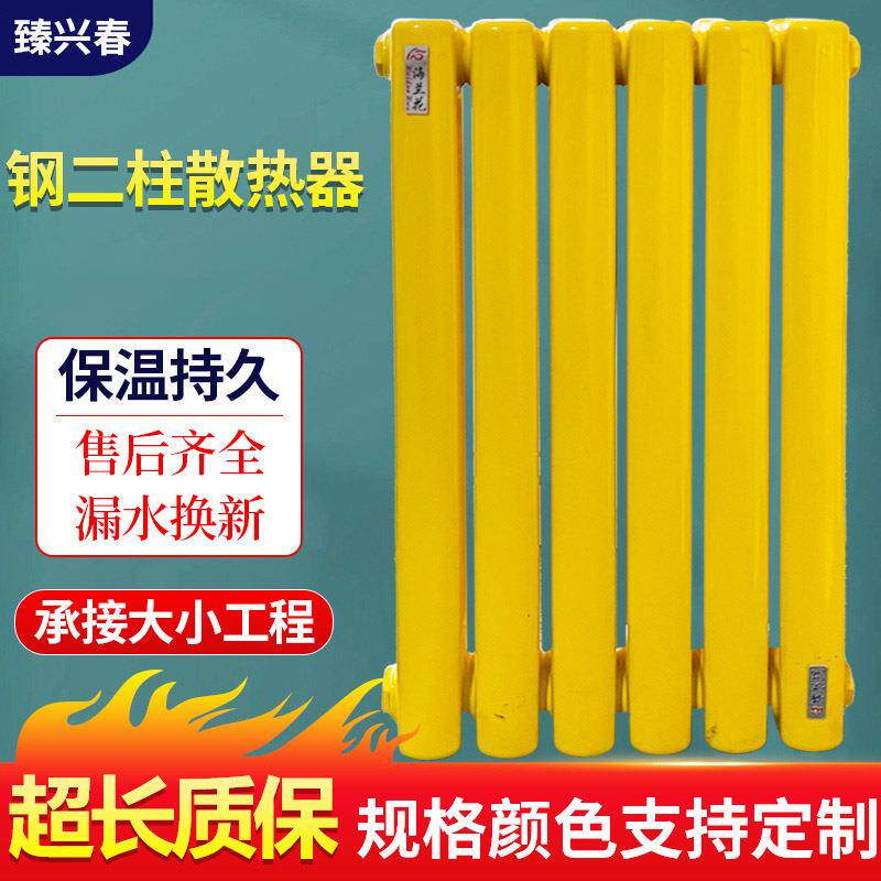 钢二柱式制6030暖气片家用集中供暖双柱散热器壁挂式钢制暖气片