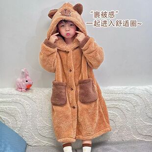 套头男童珊瑚绒睡衣家居服冬季2025新款可爱卡通加厚保暖卡通可爱