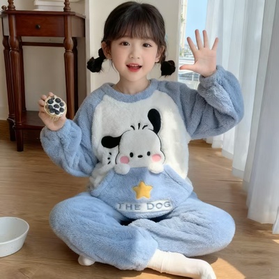 女童男童珊瑚绒睡衣家居服冬季保暖女宝宝2025新款秋冬季可爱加厚