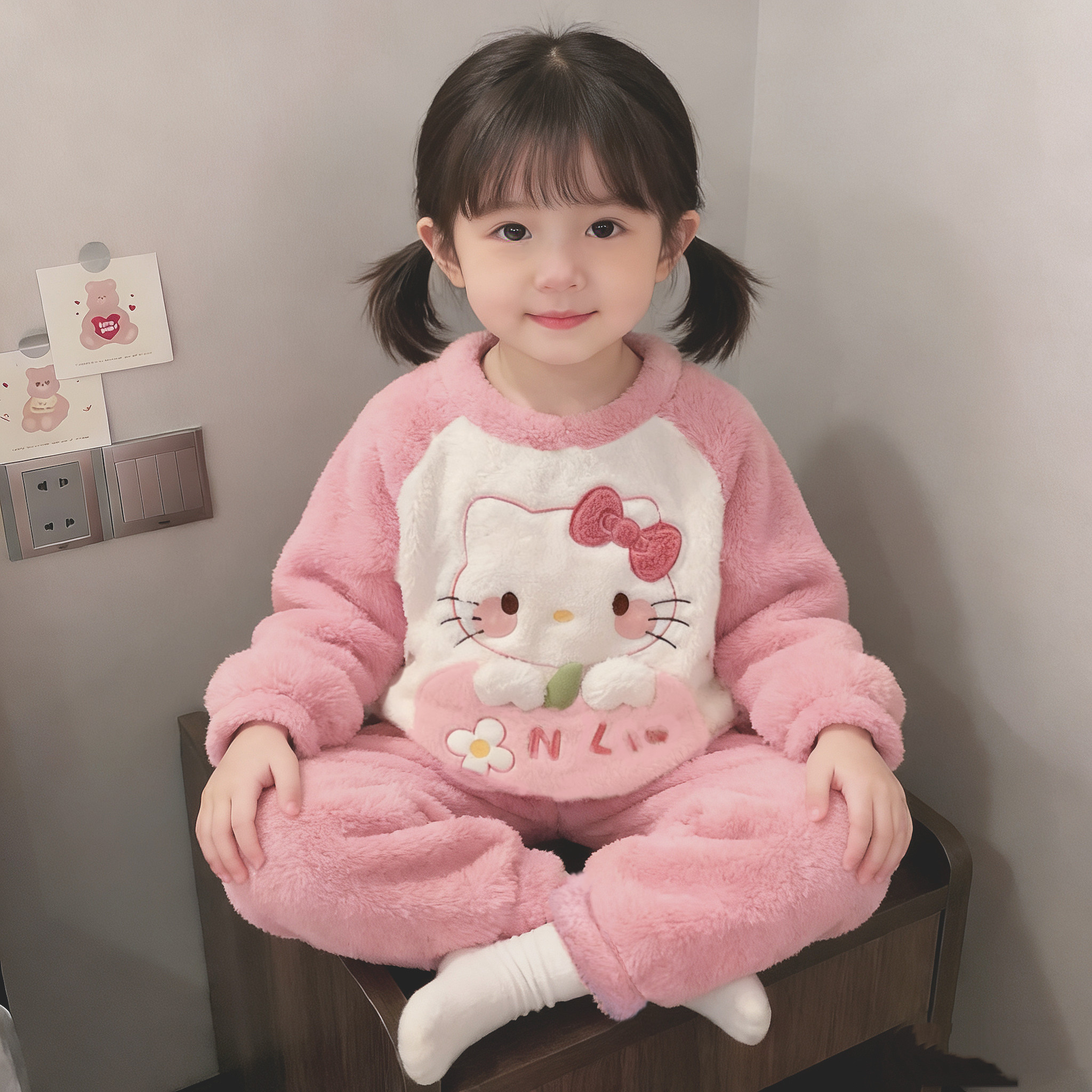 女童法兰绒卡通可爱风分体式冬季2025新款可爱卡通加厚保暖卡通,童装/婴儿装/亲子装,家居服套装,淘宝优惠券,粉丝福利购,淘宝优惠卷