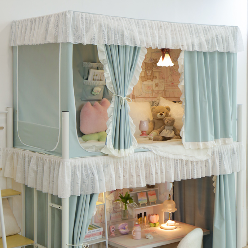 学生宿舍床帘蚊帐一体式全封闭上下D铺通用大学寝室强遮光公主窗