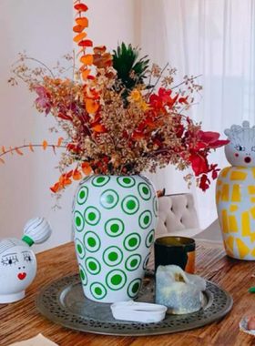 意大利sele手工陶瓷五大洲娃娃特立独行花瓶客厅卧室桌面插花摆件