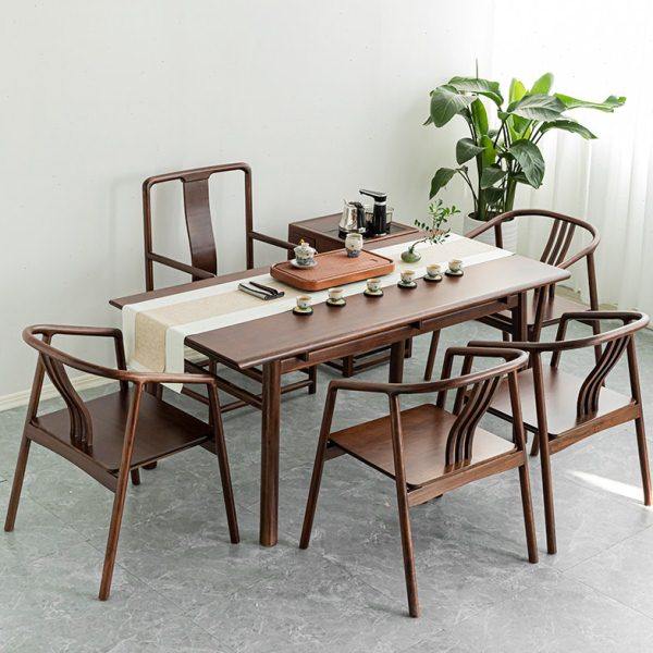 新中式简约乌檀木实木茶台茶桌椅组合别墅办公室茶桌胡桃色大板桌,住宅家具,家用茶台/茶桌,淘宝优惠券,粉丝福利购,淘宝优惠卷