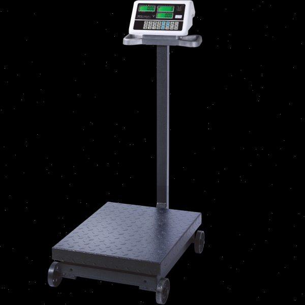 粤衡带轮子电子台秤 双面显计价秤衡新电子秤300 600kg电子地磅秤