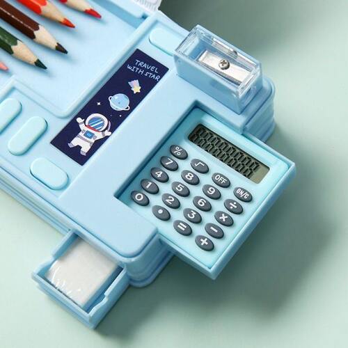 计算机款小学生塑料文具 双面开铅笔盒创意多功能计算器笔盒