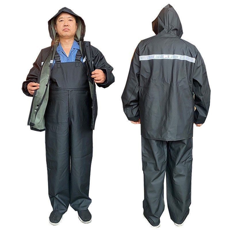 橘色分体坑道服旷工坑道加厚耐磨防渗水水产背带裤雨裤劳保雨衣