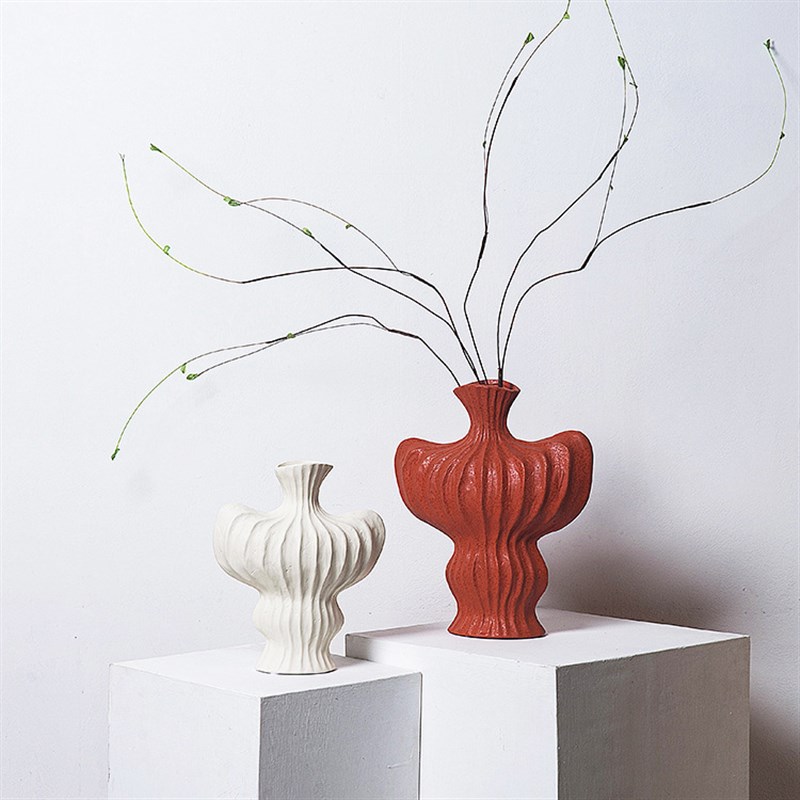 法式中古风陶瓷花瓶民宿茶室粗陶摆件艺术感花器客厅玄关装饰品