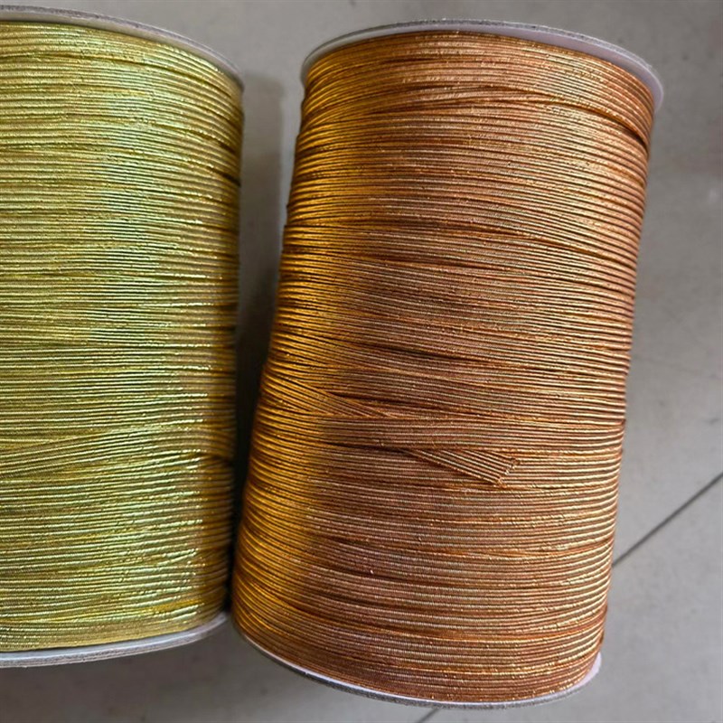 现货6MM金丝走马带 玫瑰金跑马带扁橡筋 金属丝袖口金葱松紧带