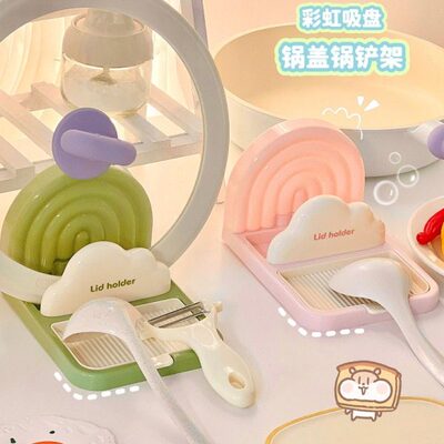 家用厨房锅盖架碗架免打孔壁挂置物架简约可爱吸盘式盖子置物架女