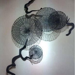 欧式铁艺立体抽象荷叶壁饰 壁挂 金属酒店 会所软装圆体雕塑墙饰