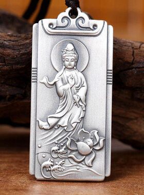 观音纯银吊坠实心古法银挂件男孙悟空齐天大圣足银吊坠