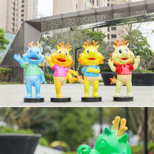 户外卡通动物网红龙玻璃钢雕塑幼儿园林景观商场美陈小区装饰摆件