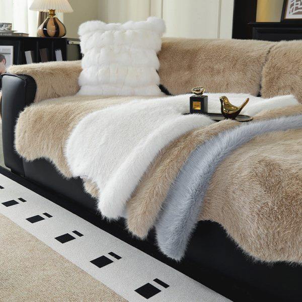 长毛绒沙发垫冬季加厚飘窗垫轻奢级感仿羊毛防滑真皮沙发盖布巾,居家布艺,沙发垫,淘宝优惠券,粉丝福利购,淘宝优惠卷