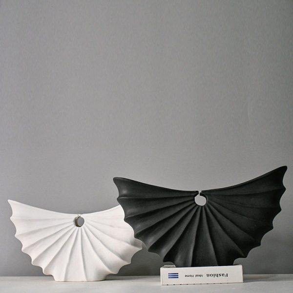 新款现简约黑白扇贝异型陶瓷花器酒店会所客厅玄关插花装饰摆件,家居饰品,花瓶,淘宝优惠券,粉丝福利购,淘宝优惠卷