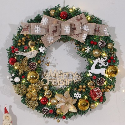 圣诞节装饰品花环门挂花圈场景布置圣诞树圈挂饰挂件门饰吊饰创意