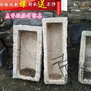 旧石槽老鱼缸民间旧货鱼池户外大型牛槽子养鱼庭院老石槽石头花盆