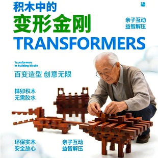 巧林积木榫卯结构益智玩具爷爷奶奶儿童亲子互动实木拼插国潮礼物
