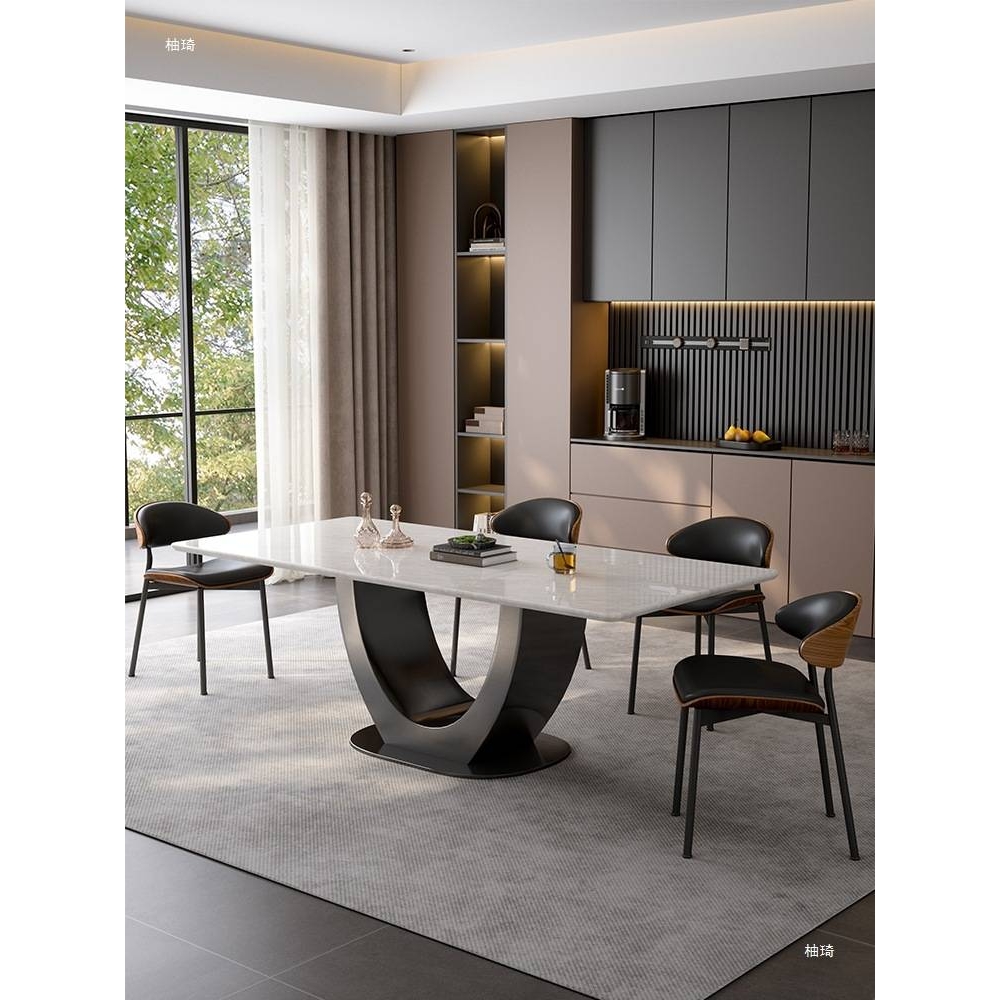 补贴天然卡里冰玉奢石餐桌现代简约大理石餐桌艺术餐桌椅