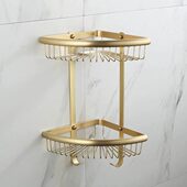 全铜三角篮北欧式 卫生间转角架浴室拉丝色网篮双层置物架挂件壁挂