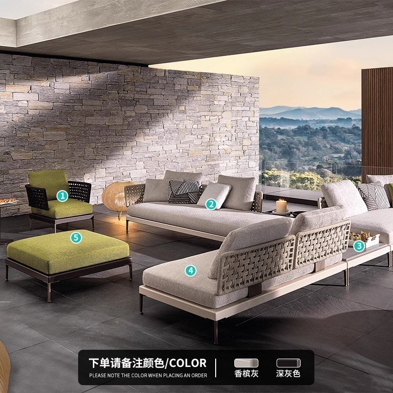 户外沙发庭院民宿家具藤编椅花园休闲别墅酒店露天阳光房茶几组合