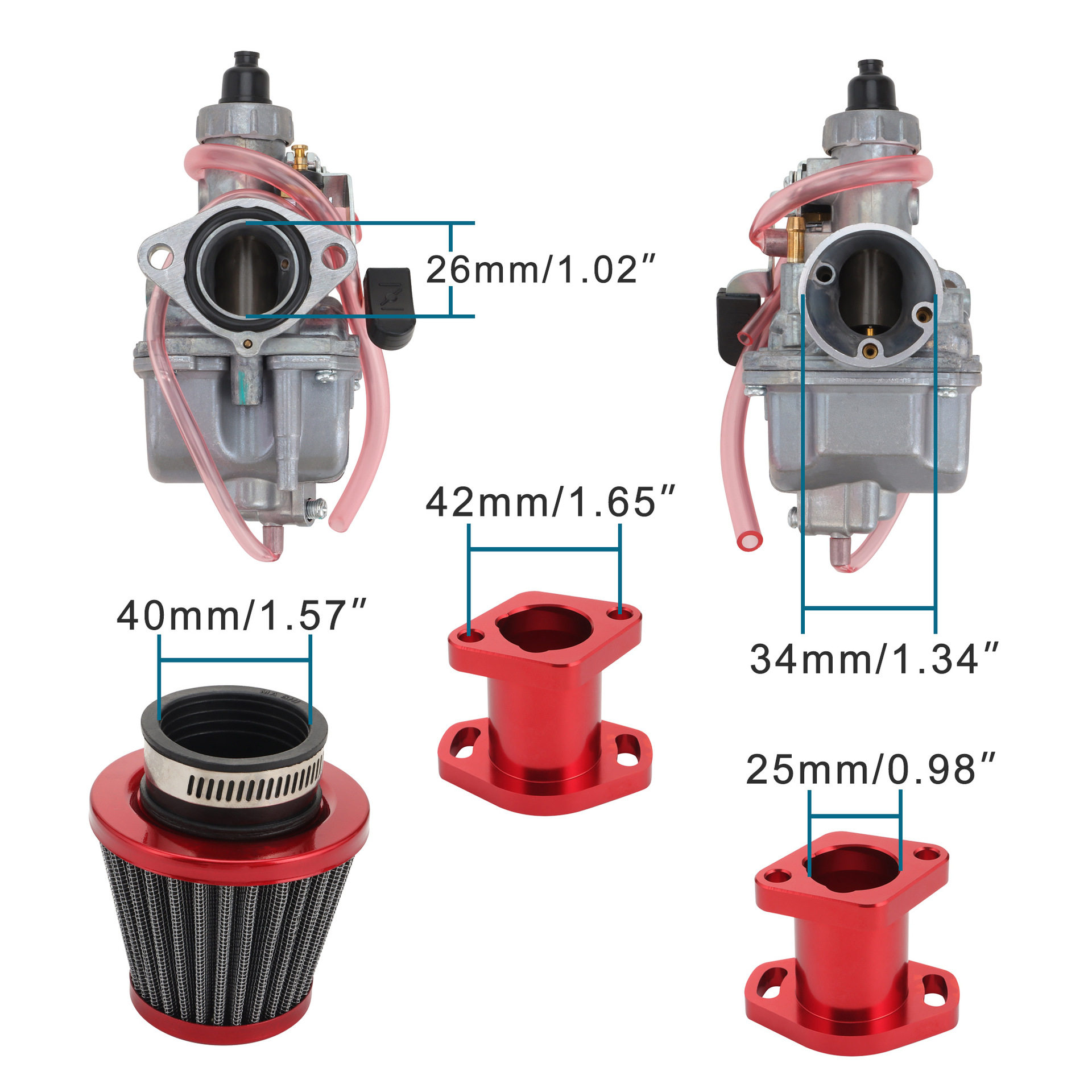 GOOFIT 摩托车 化油器空滤器套件适配 VM22 化油器套件