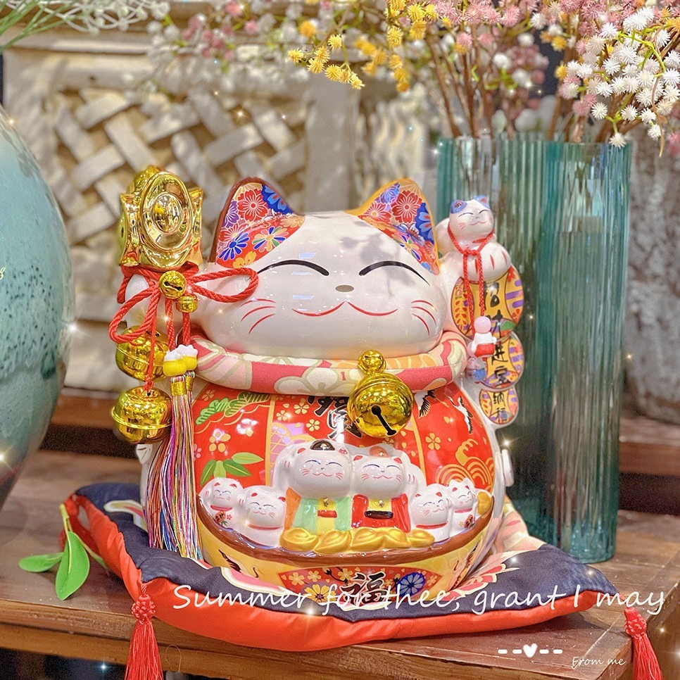 乐喵 14寸大号招财猫储钱罐 陶瓷工艺品 开业摆件存钱罐礼品