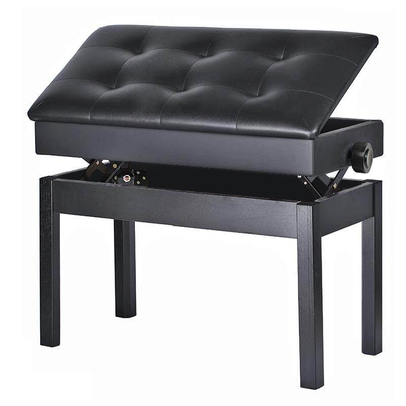 厂家单人钢琴凳可升降高度实木琴凳PU皮革面带书箱收纳通用乐器凳