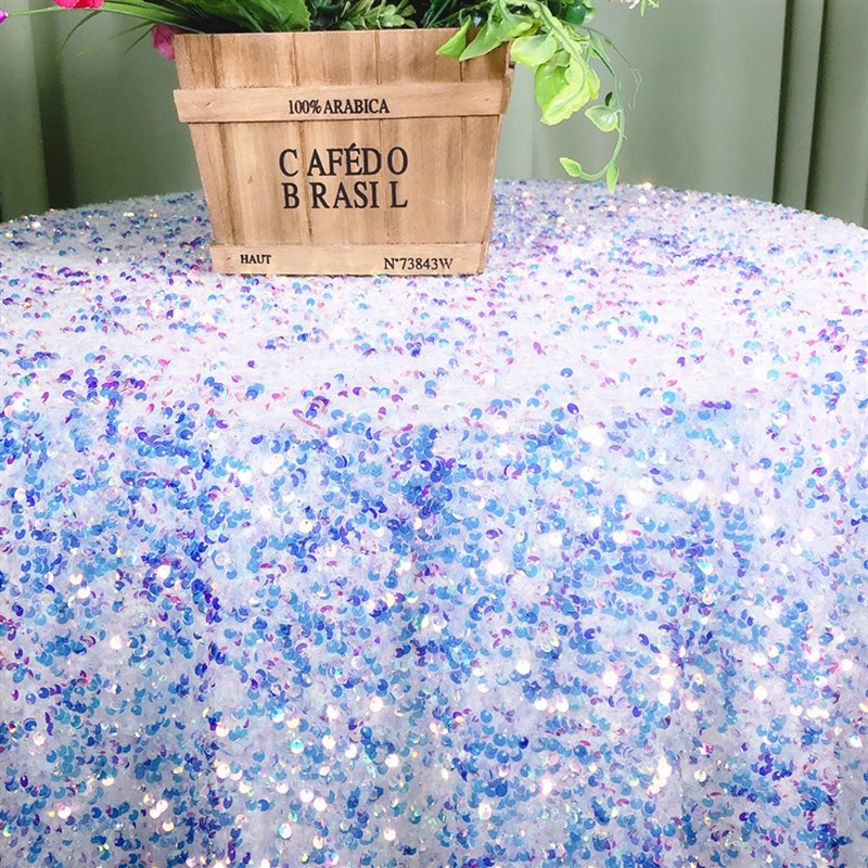 幻彩白色小清新少女心立体亮片刺绣绒I布厚桌布隔断窗帘挂布定制