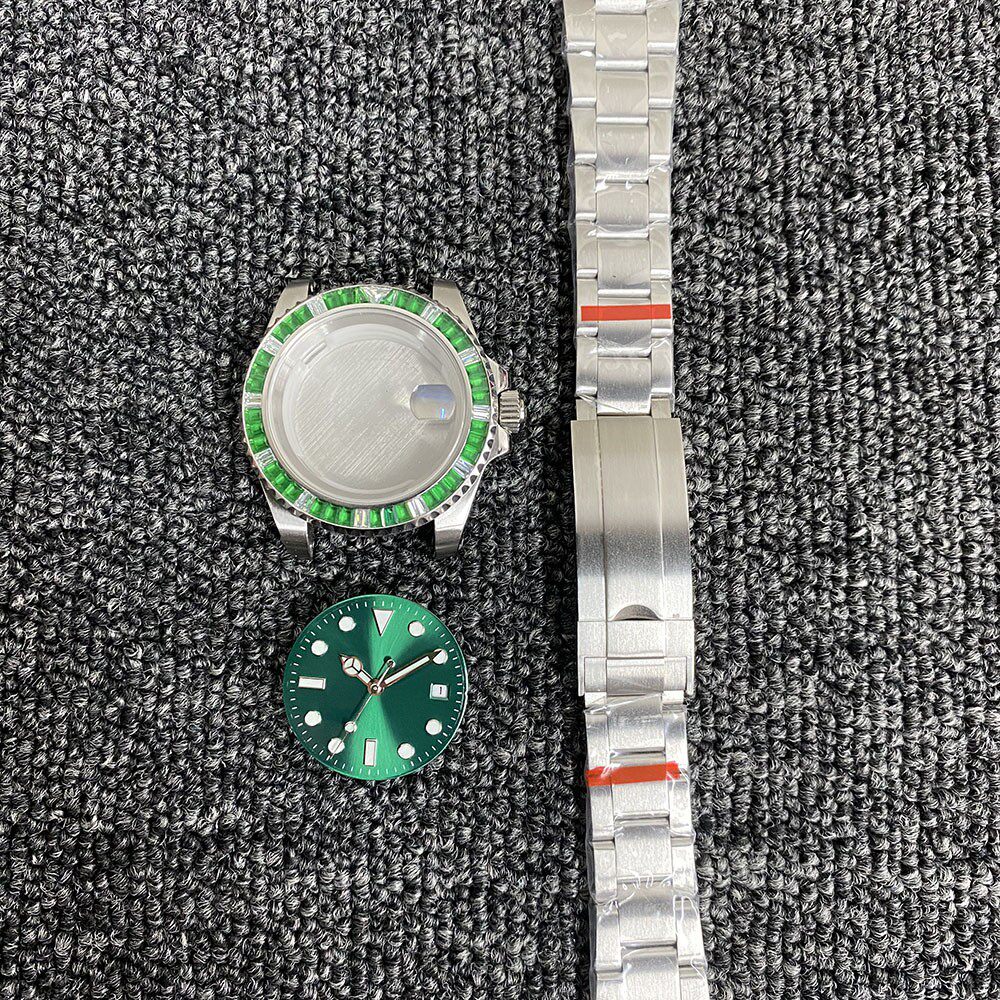 40MM表壳镶钻水果表壳全自动机械手表改装配件适合2813/8215机芯