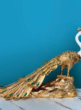 孔雀摆件欧式玄关创意新房电视柜书柜家居酒柜装饰品结婚礼品摆设