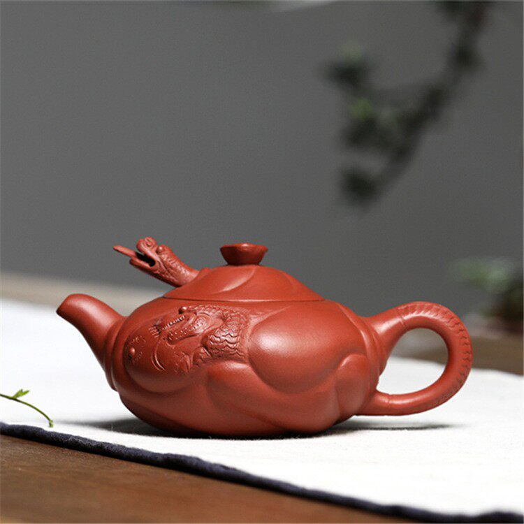 鱼化龙宜兴紫砂壶手工制作原矿朱泥茶壶茶具厂家直销支持