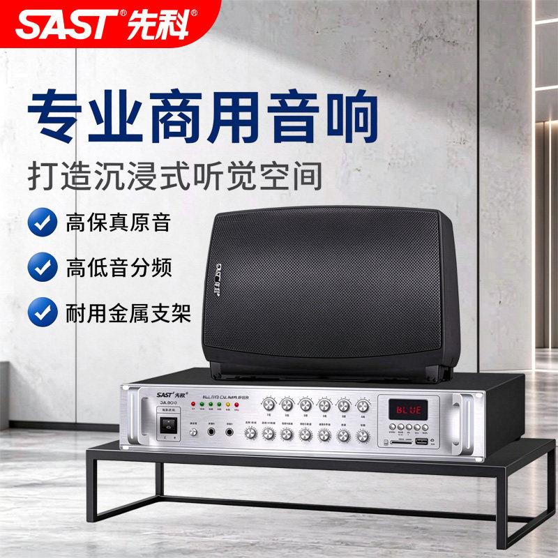先科P50壁挂音箱音响店铺用挂壁式吸顶商用功放套装会议餐厅喇叭