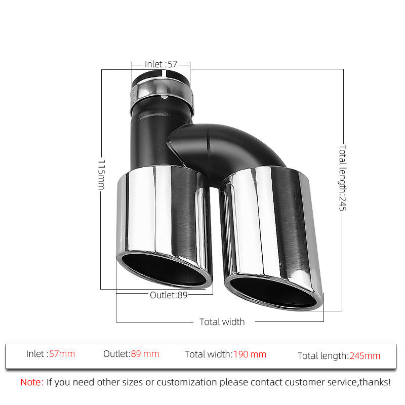适用于奥迪A4L/A5/A6L改装S4/S5/S双出H型不锈钢排气管消声器尾喉