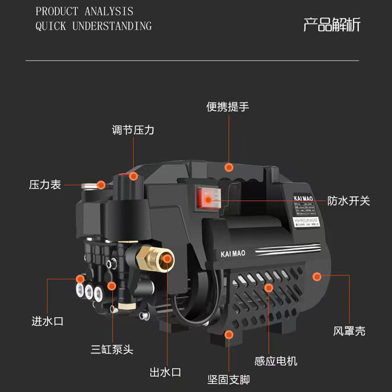 220v家用高压洗车机自吸手提式洗车器大功率刷车水泵可调压清洗机