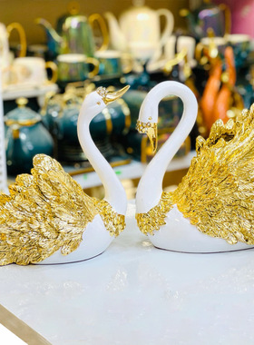 树脂电镀大号天鹅工艺品 情侣天鹅家居样板房卧室装饰品结婚礼品