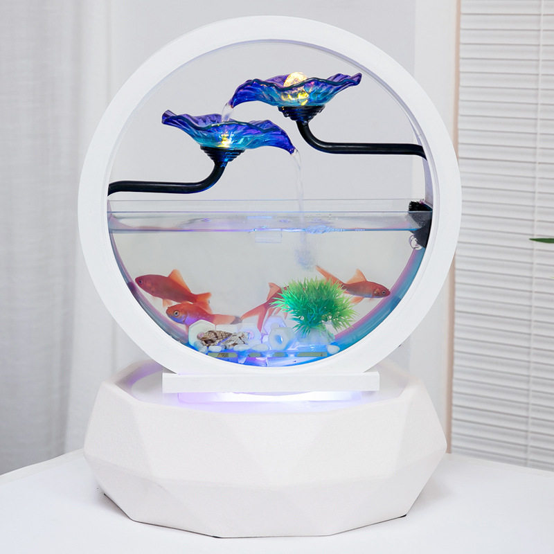 流水鱼缸摆件欧式客厅桌面创意家居喷泉流水器玄关装饰品招财送礼