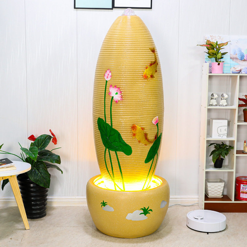 欧式流水喷泉客厅加湿器创意家居景观装饰招财蛋开业礼品落地摆件