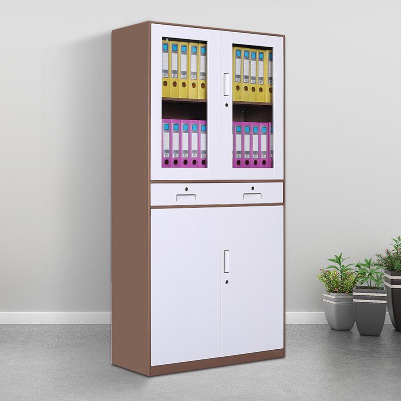 套色钢制文件柜铁皮柜办公资料档案柜财务凭证柜带锁储物柜矮书柜