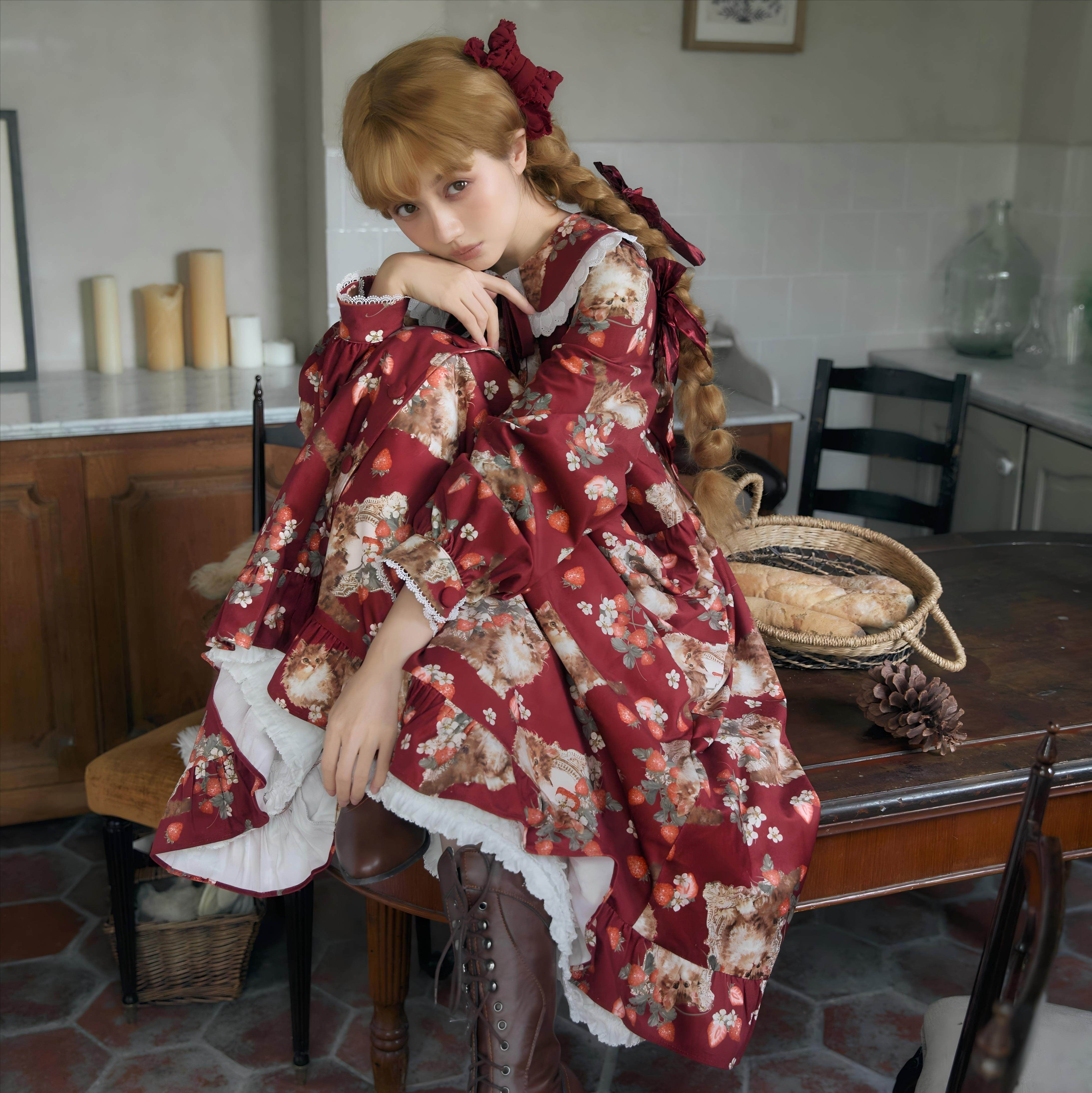 （全款预售）春日花语三周年福利草莓布鲁克Lolita洛丽塔复古古典,模玩/动漫/周边/娃圈三坑/桌游,lolita洛丽塔连衣裙,淘宝优惠券,粉丝福利购,淘宝优惠卷