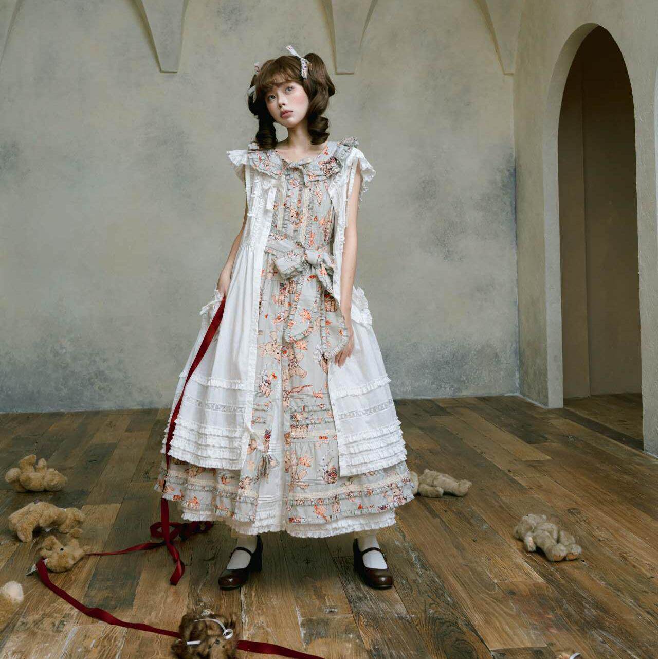 （罩裙现货）织月兔兔罩裙点纱纯棉春日花语Lolita优雅洛丽塔,模玩/动漫/周边/娃圈三坑/桌游,lolita洛丽塔外套,淘宝优惠券,粉丝福利购,淘宝优惠卷