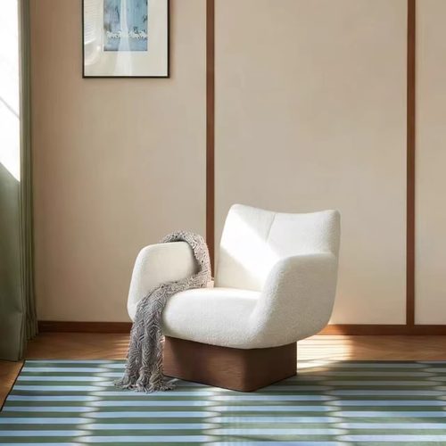 中古风沙发椅单人布艺小户型客厅样板间酒店设计师休闲接待沙发椅