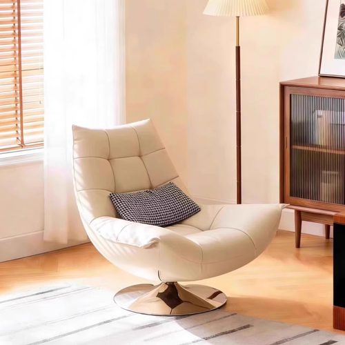 意式轻奢单人沙发椅设计师款创意时尚休闲椅客厅阳台懒人椅可旋转