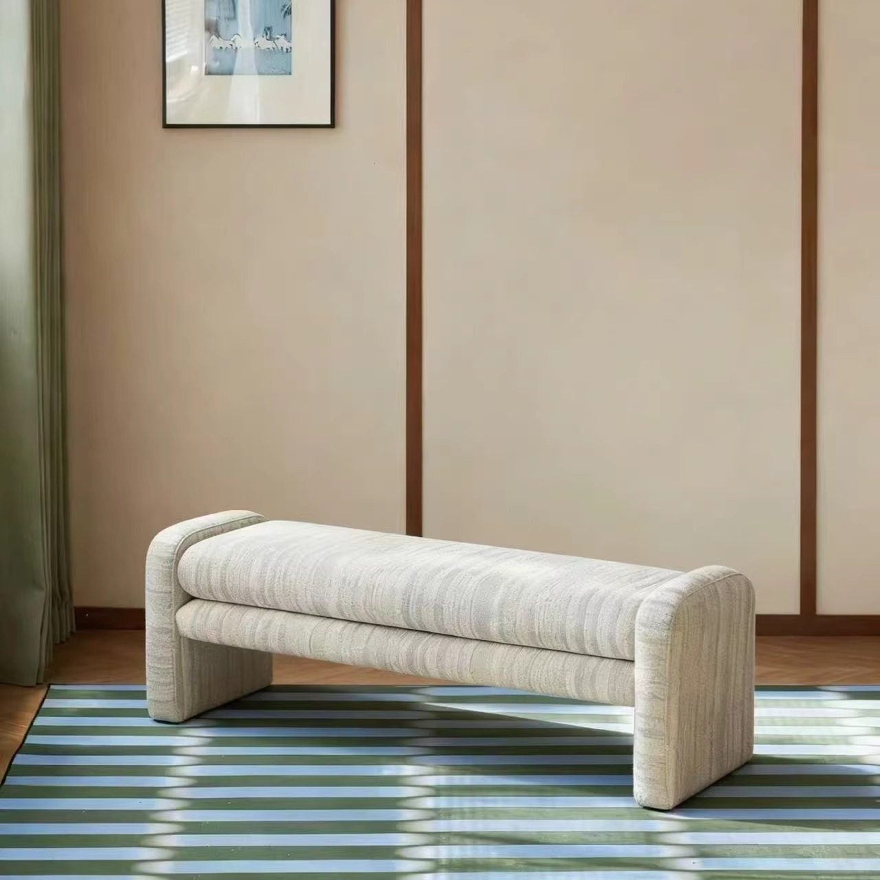 法式长条凳设计师卧室衣帽间沙发凳布艺床尾凳家用玄关入户门长凳