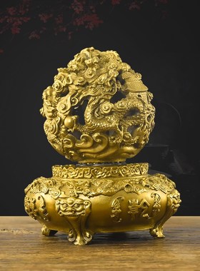 纯艺时来运鼎摆件扭转乾坤九转乾坤转九龙戏珠招财转运工铜品摆件
