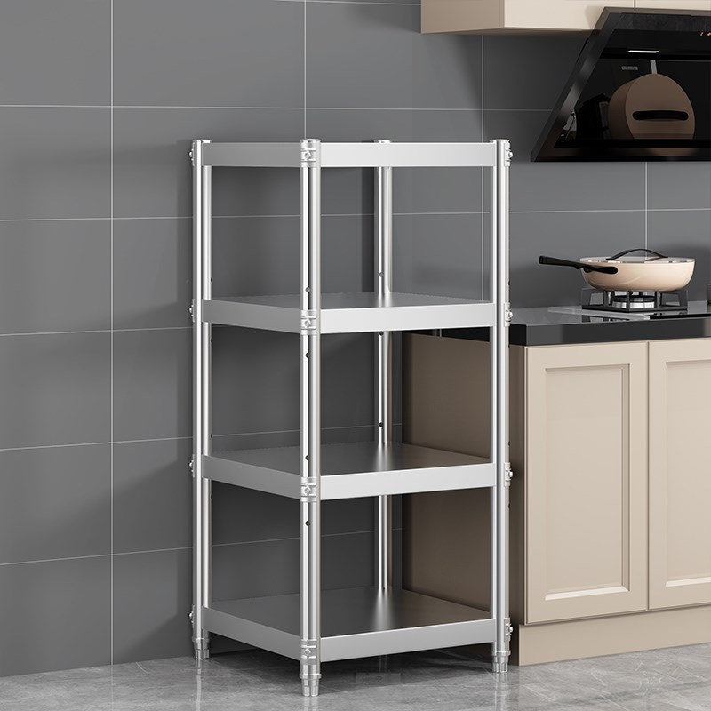 不锈钢厨房置物架l落地家用货架多层微波炉储物架夹缝收纳电饭煲